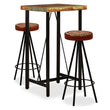 Bar Sets Solid Reclaimed Wood, Genuine Leather & Canvas