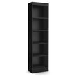 Modern 71-inch Tall Skinny 5-Shelf Bookcase in Black Wood Finish