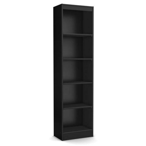 Modern 71-inch Tall Skinny 5-Shelf Bookcase in Black Wood Finish