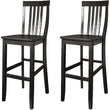 Set of 2 - Solid Hardwood 30-inch BarStool in Classic Black Finish Wood