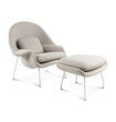 Daire Chair & Ottoman - Light Grey Cashmere Wool - White Metal Base