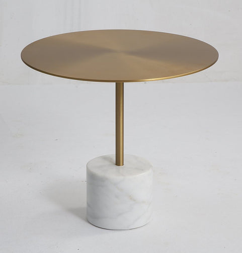 Ethan Side Table - Large - Brass & White Marble