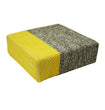 Ira - Handmade Wool Braided Square Pouf | Natural/Vibrant Yellow | 90x90x30cm